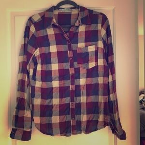 Maurices Red, Blue, and Cream Plaid Shirt!